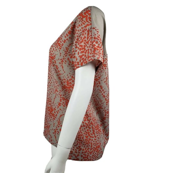 Collective Concepts Top Size S Small Gray Orange Short Sleeve Keyhole Back - Picture 2 of 6